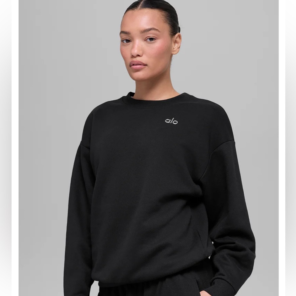 Alo Accolade Black Crew Neck Pullover